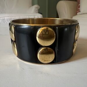 Black and gold tone “rivet” bangle cuff, NWOT
